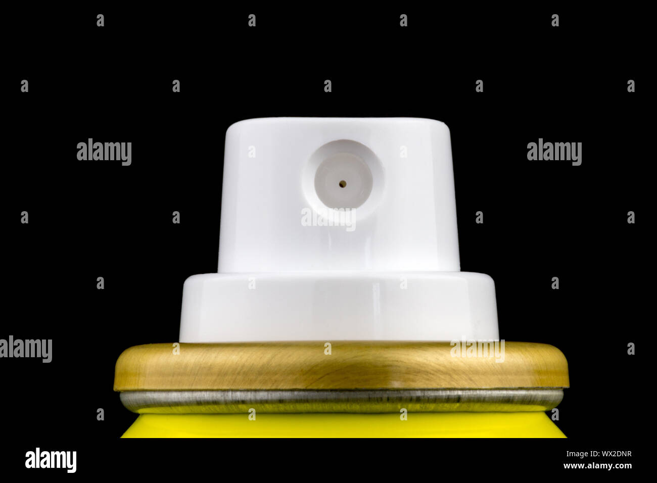 Aerosol spray can nozzle isolated against a black background Stock ...