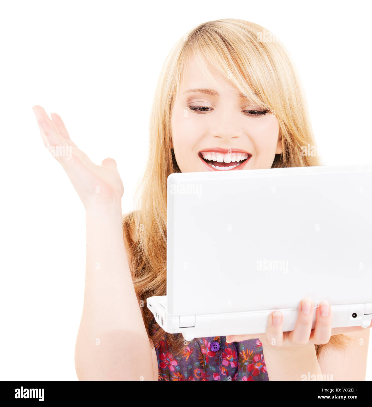teenage girl with laptop computer Stock Photo