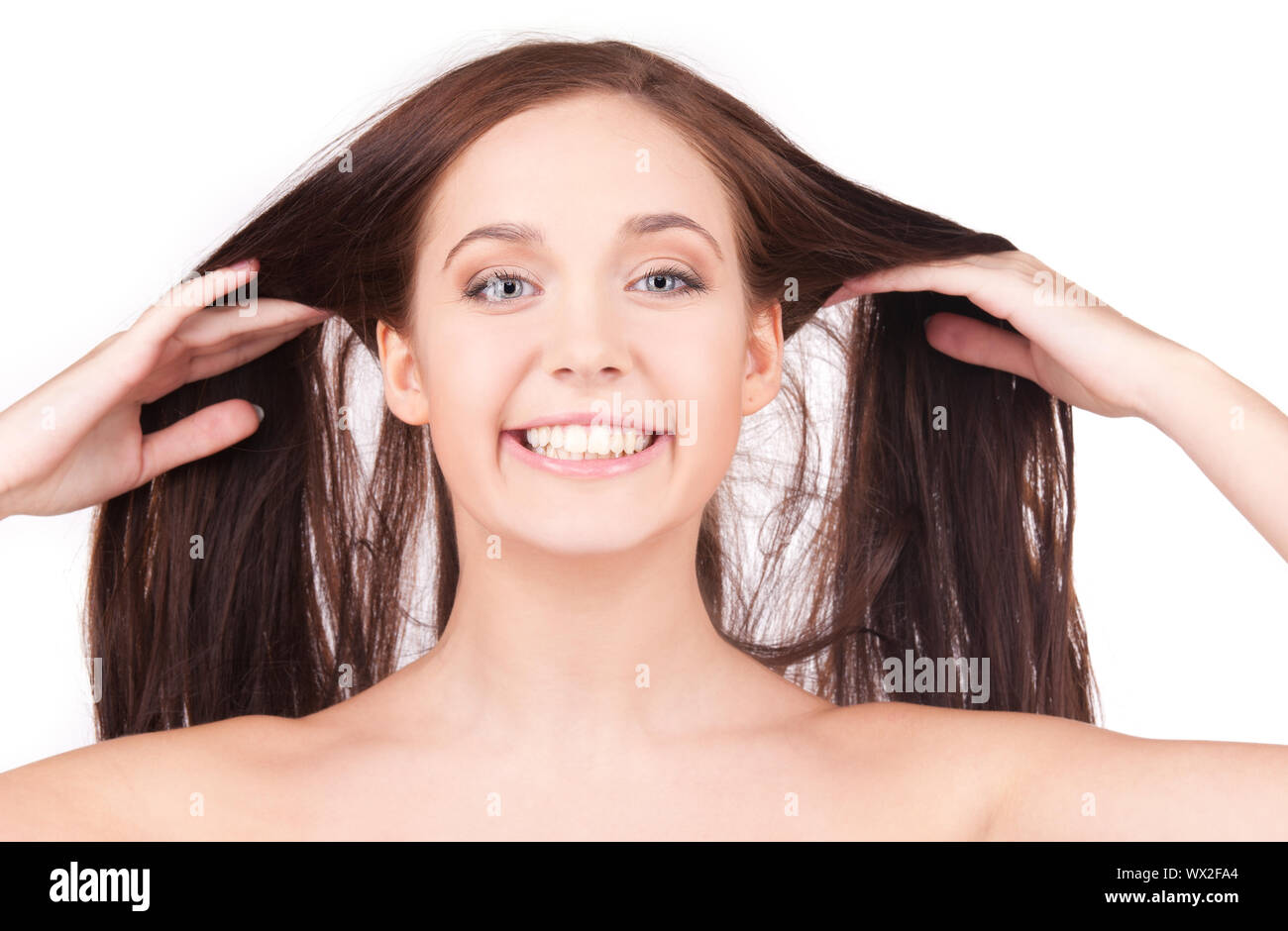 Beautiful Girl With Long Hair Stock Photo Alamy teenage-haircuts-for-long-hair