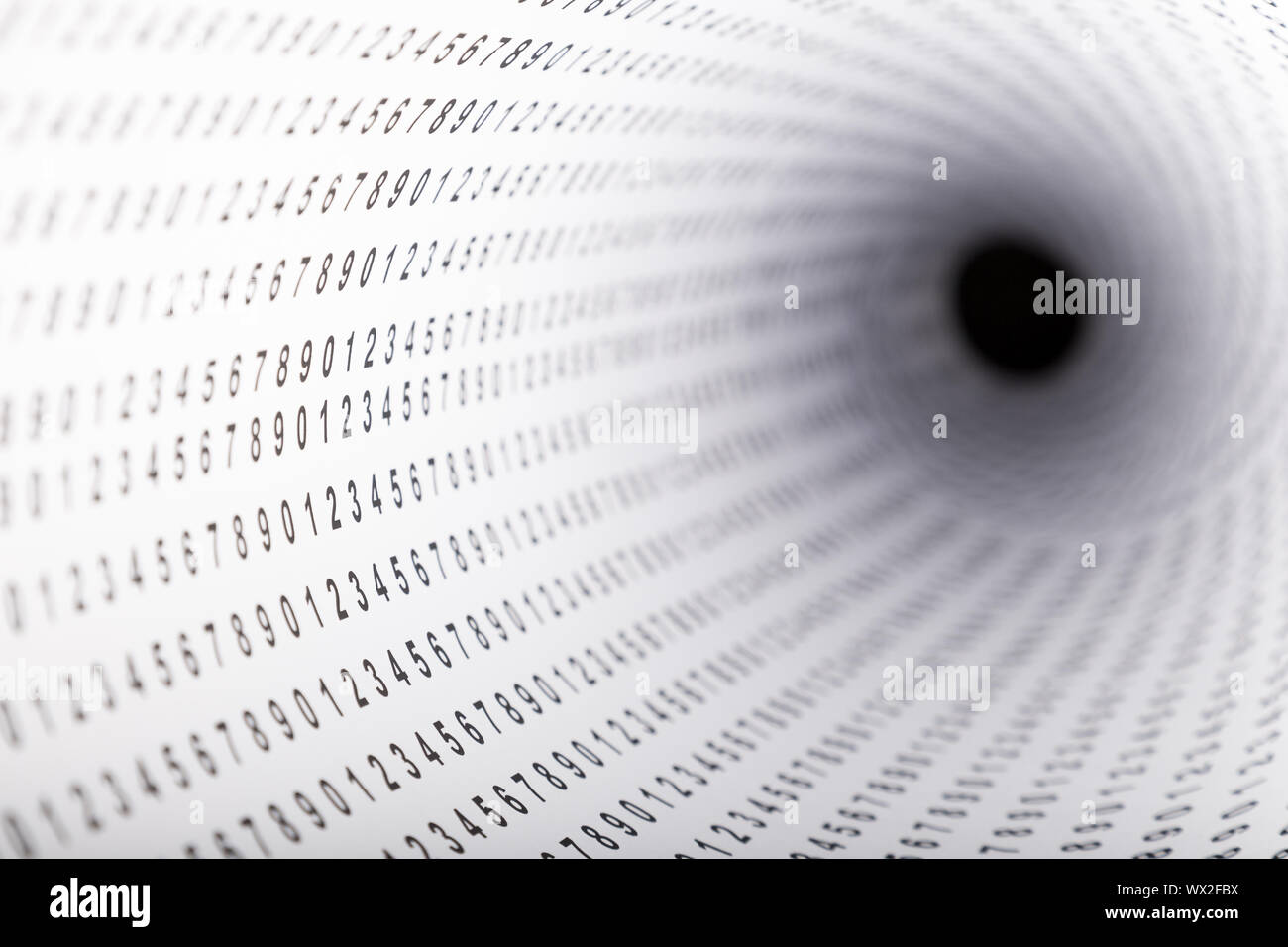 Paper with digits showing photo with shallow depth. Nr 2 of 3 photo's with diaphragm F11 Stock Photo