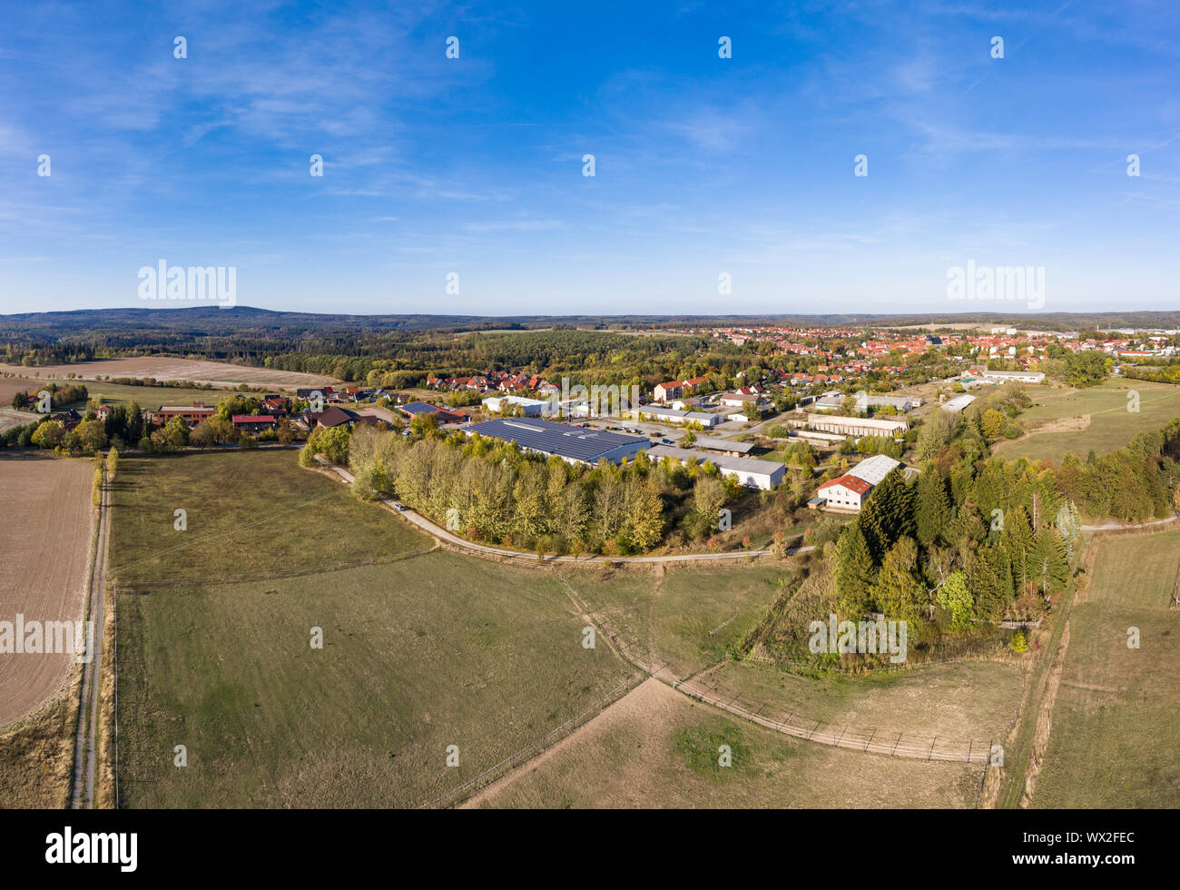 Overview of Harzgerode in the Harz Mountains Stock Photo