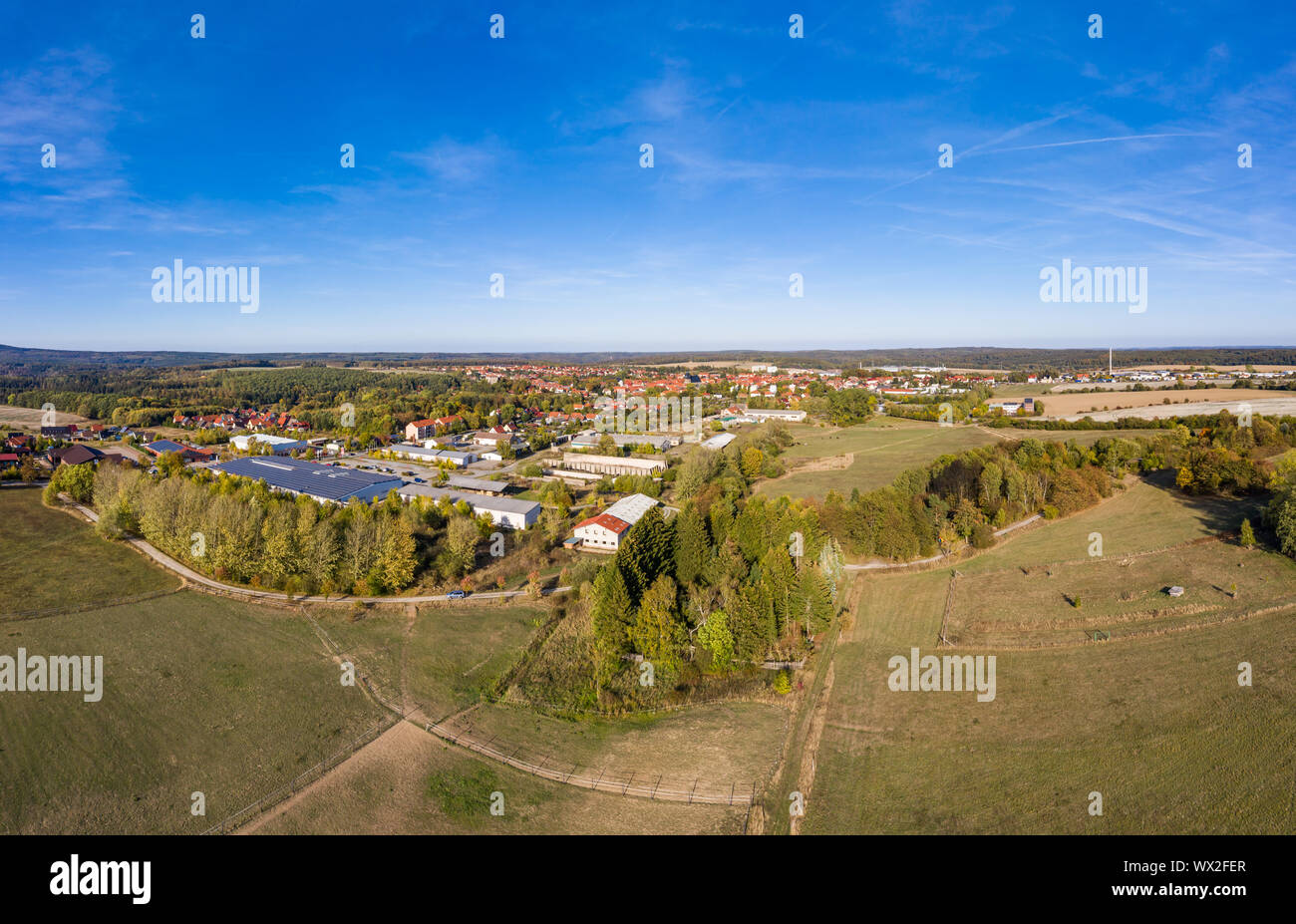 Overview of Harzgerode in the Harz Mountains Stock Photo