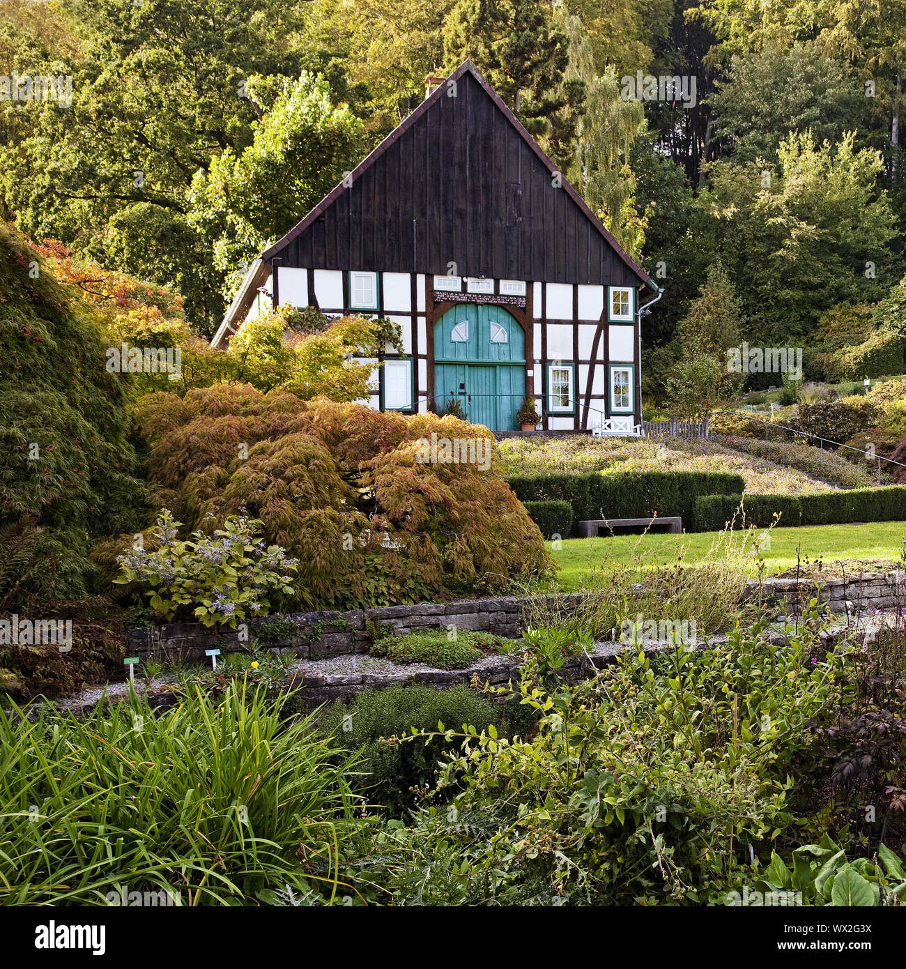 timpered house in the botanical garden, Bielefeld, North Rhine