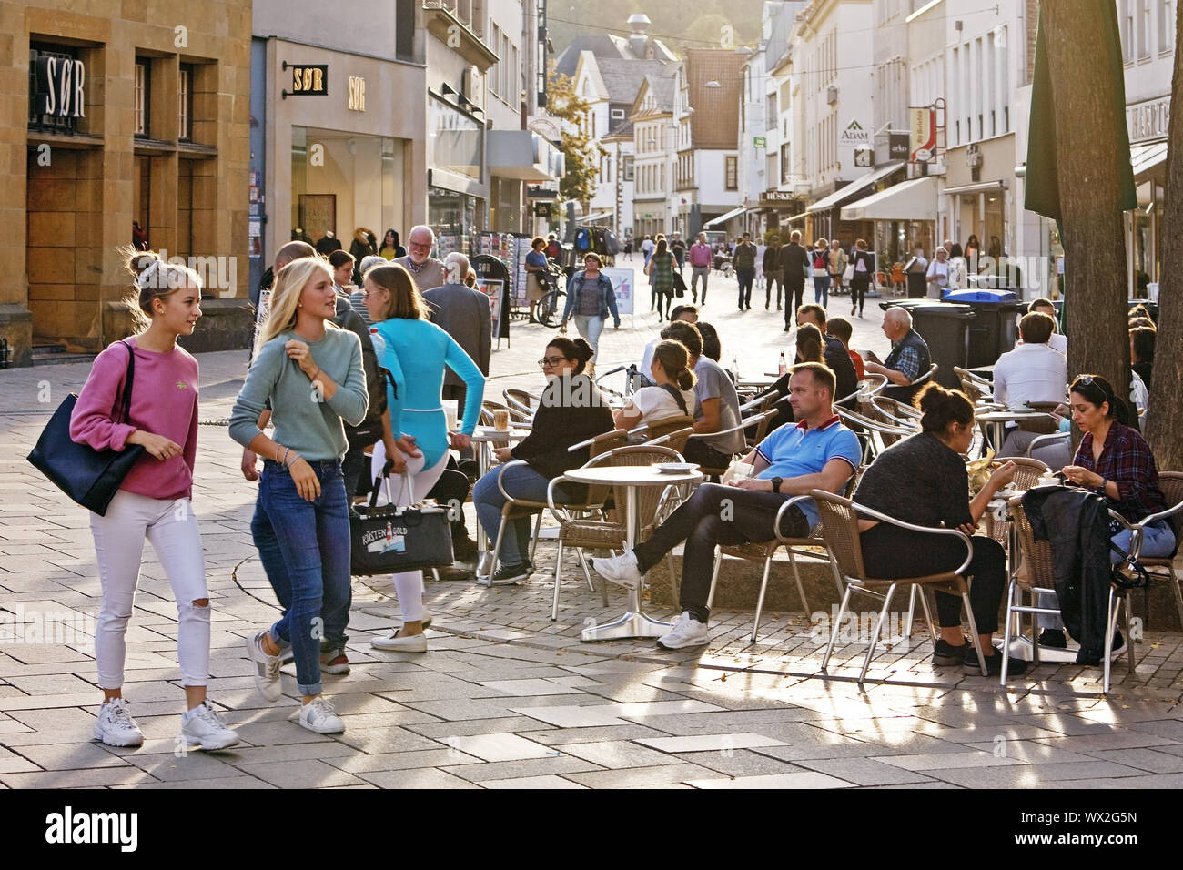 lively pedestrian area, Bielefeld, East Westphalia, North Rhine-Westphalia,Germany, Europe Stock Photo