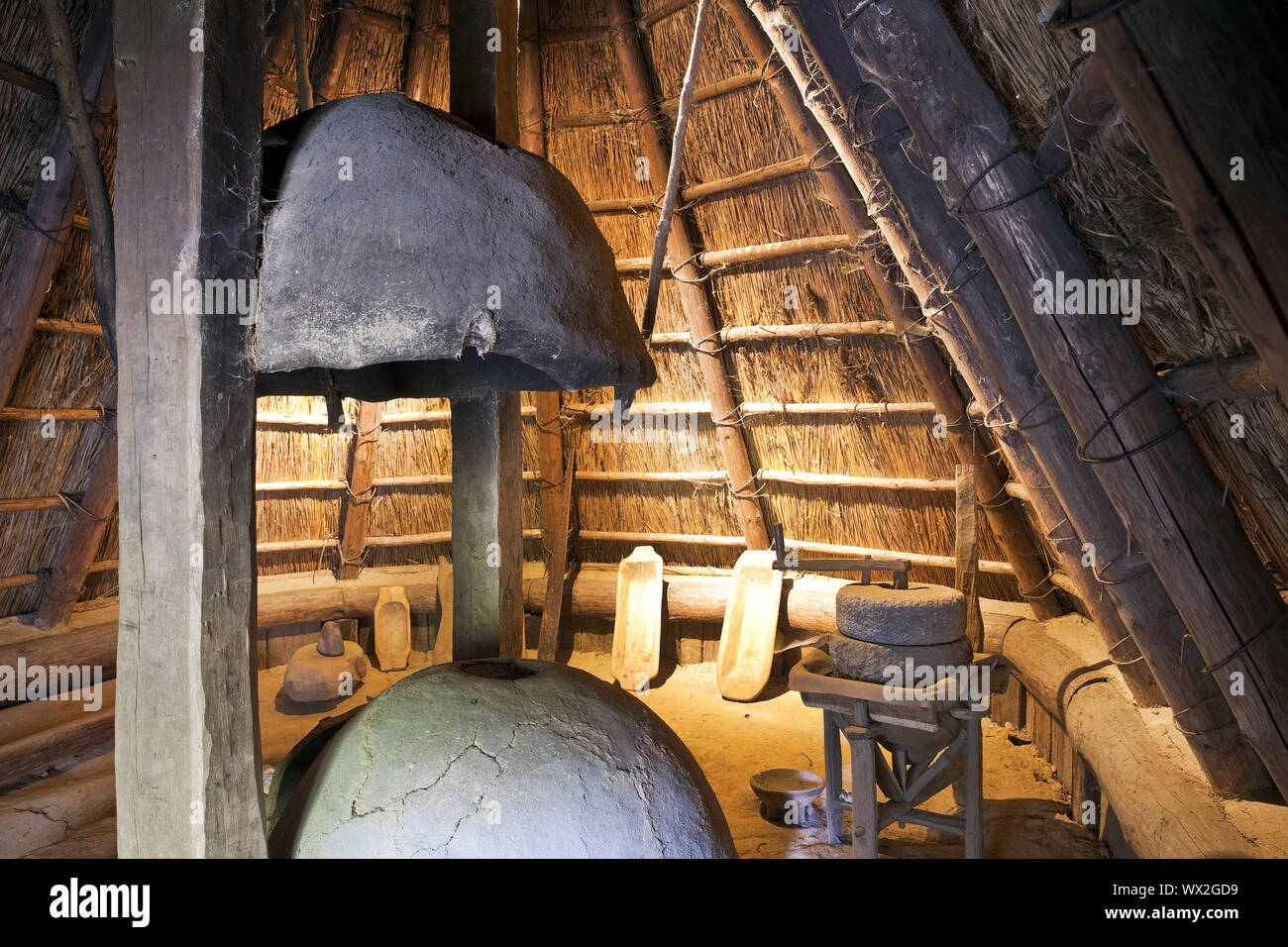 Middle Stone Age House, Archaeological Open Air Museum, Oerlinghausen, Germany, Europe Stock Photo