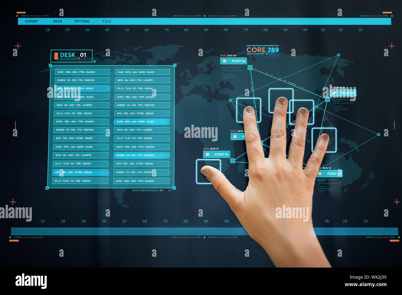 hand scan on touch screen scanning for data access Stock Photo