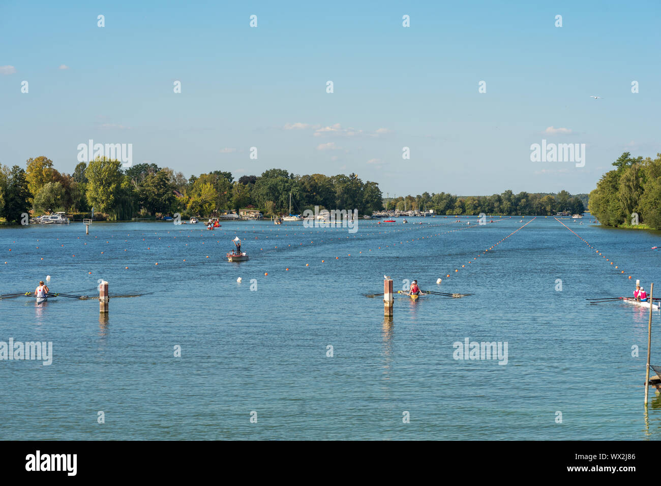 Rowing on the river Havel Stock Photo