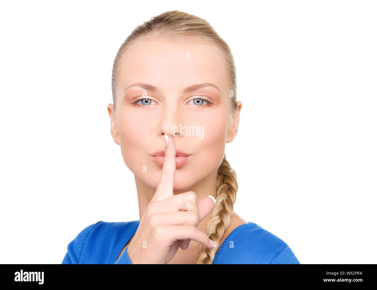 bright picture of teenage girl with finger on lips Stock Photo - Alamy
