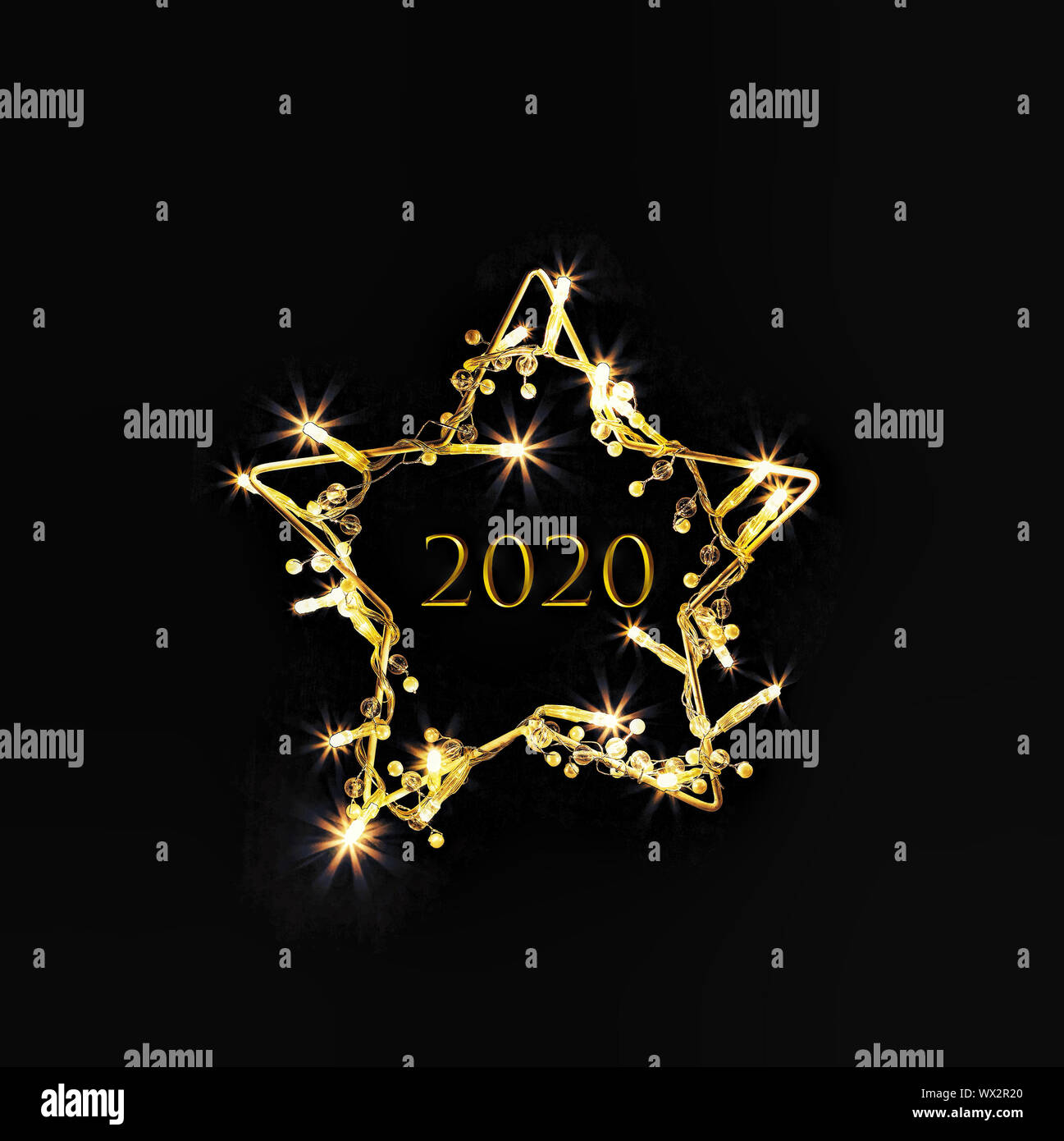 2020, banner, symbol, New Year, golden star, golden, numbers, Stock Photo