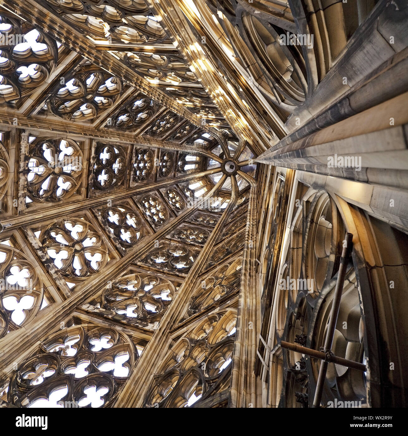 Cologne Cathedral, view into the top of a tower, Cologne, North Rhine-Westphalia, Germany, Europe Stock Photo