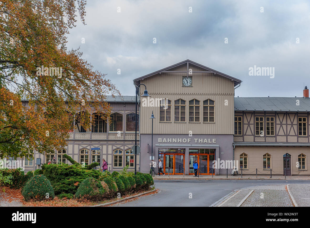 Thale railway station with tourist information and obscurum Stock Photo