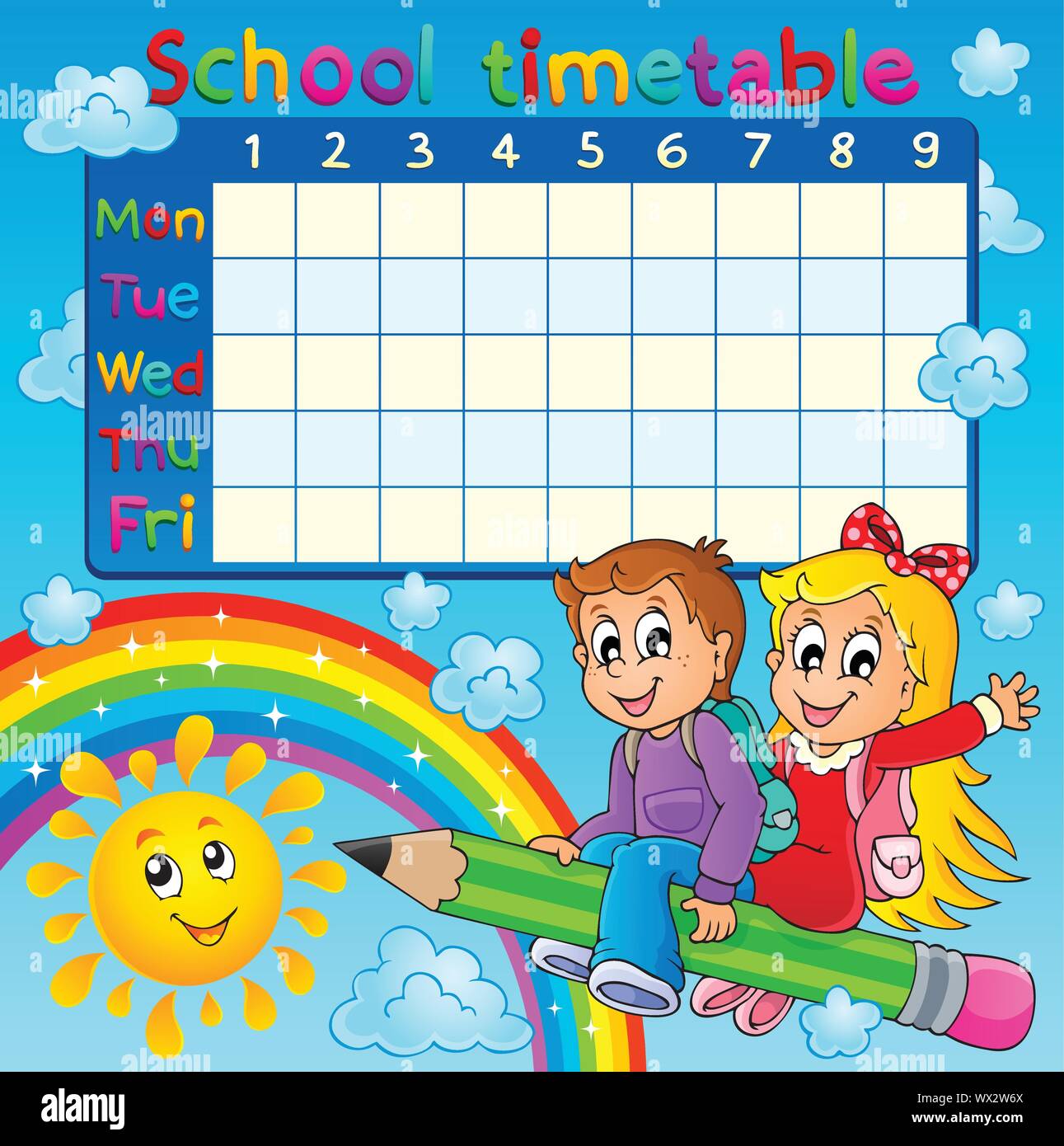 School timetable thematic image 2 Stock Vector