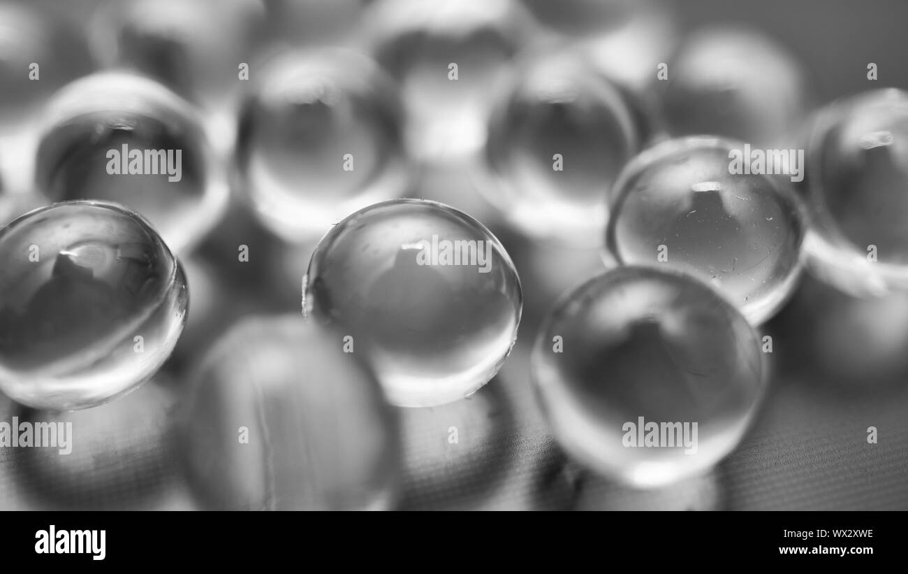 Black and white, Transparent Capsules,  Modern science, Innovative technologies Stock Photo