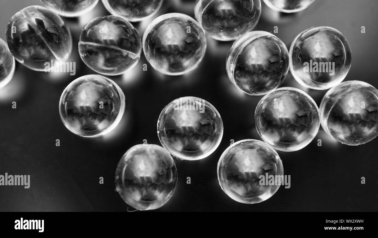 Black and white, Transparent Capsules,  Modern science, Innovative technologies Stock Photo