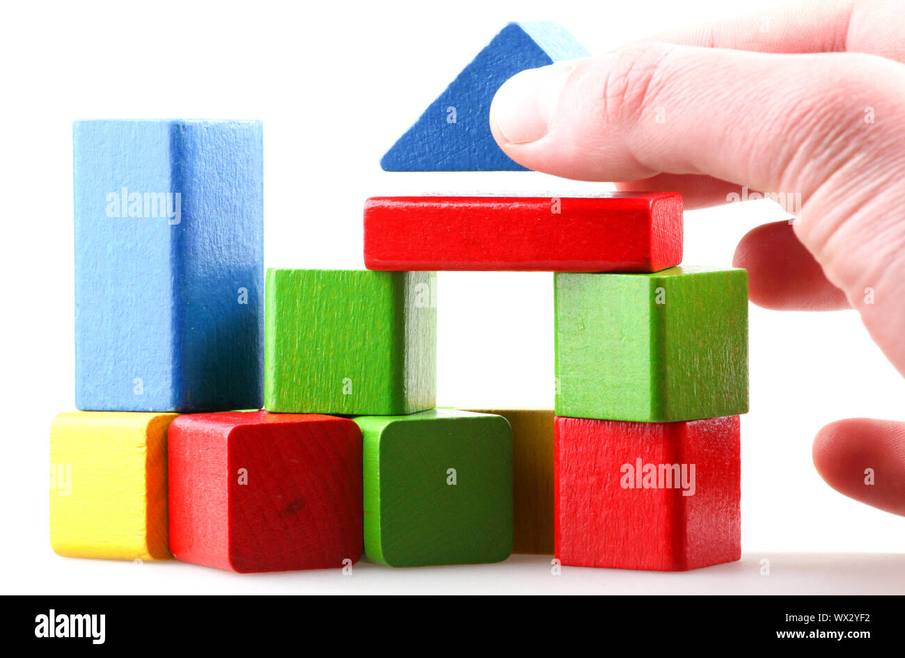 Wooden Building Blocks Set - Childrens Construction Wood Toy Stock ...