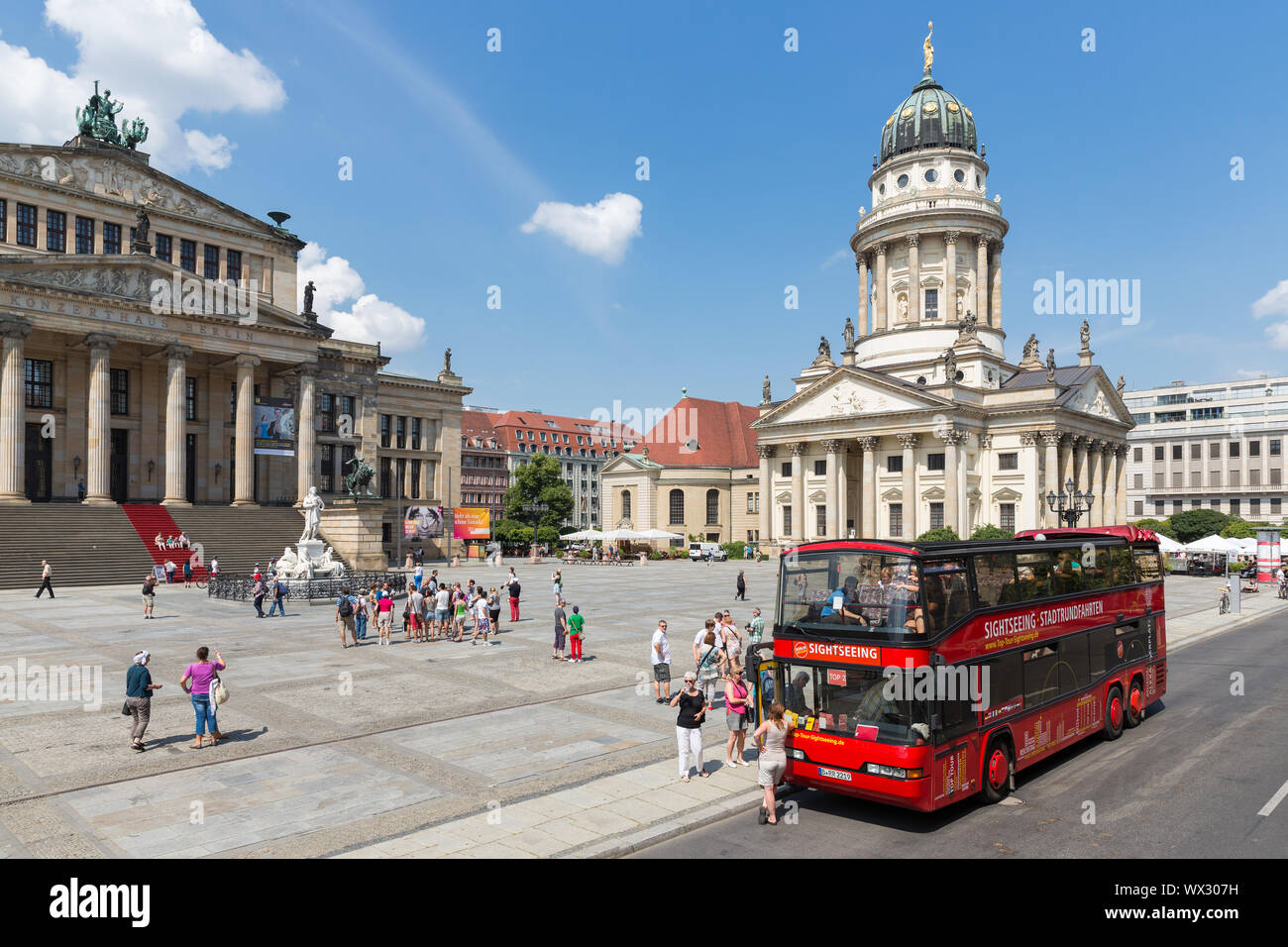 Sightseeing bus with tourists visiting Gendarmenmarkt Berlin, Germany Stock Photo