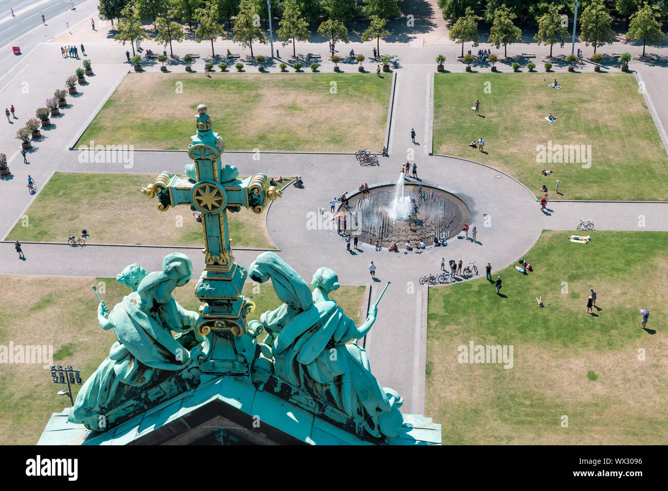 Aerial view from Berliner Dom at central plaza Museum Island Berlin Stock Photo
