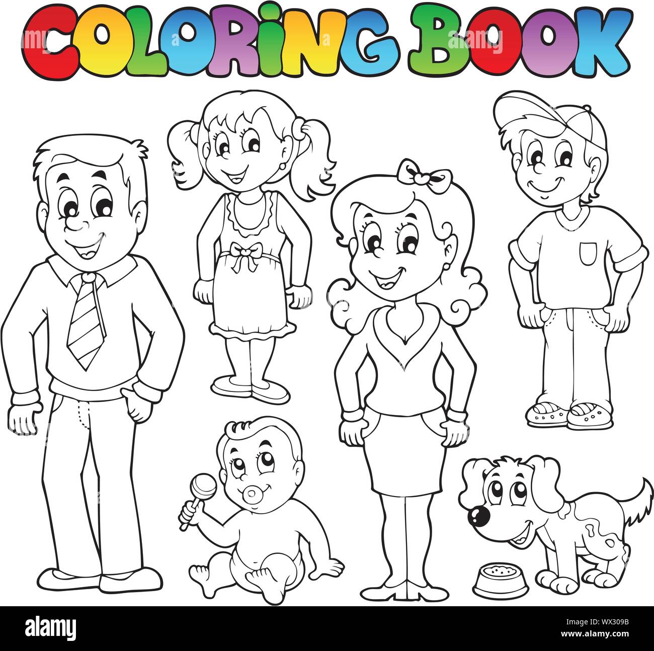 Coloring book family collection 1 Stock Vector Image \u0026 Art - Alamy, image size:1300x1294