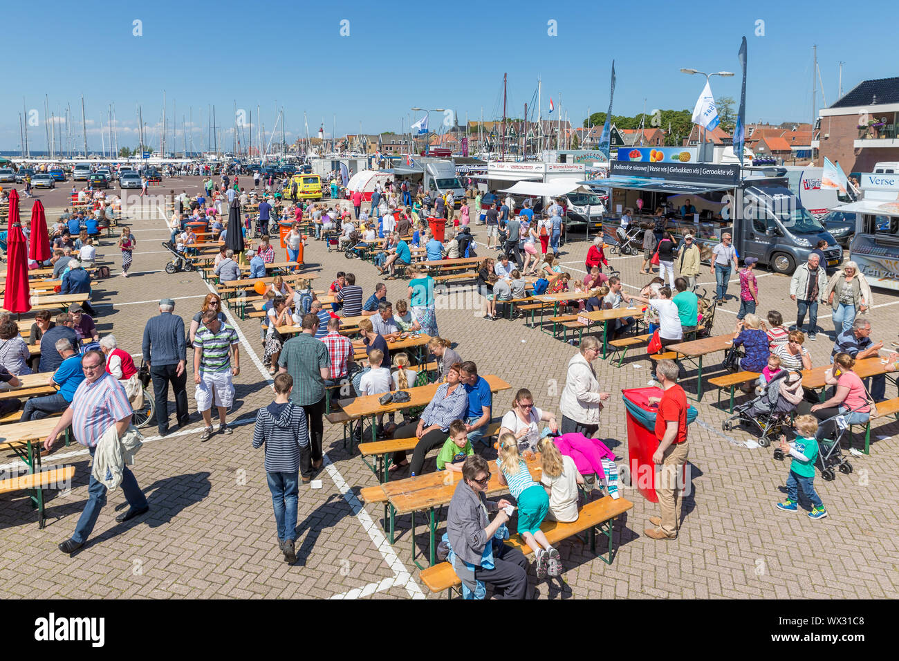 Tourists visiting  the fishing days of Urk, the Netherlands Stock Photo