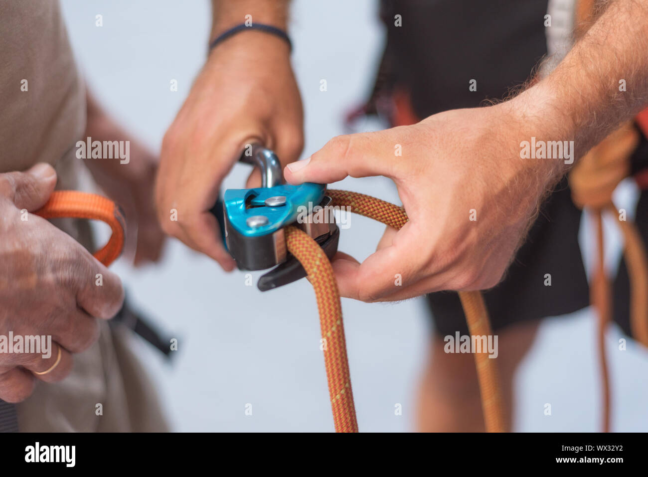 Wall climber close up climbing equipment Stock Photo Alamy