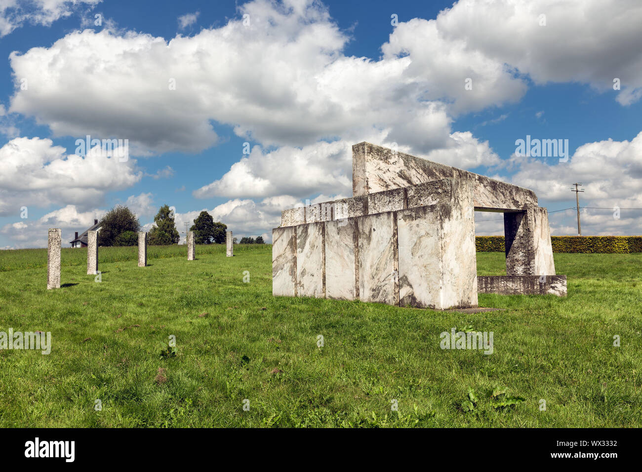 Europalia monument of marble at Nadrin in Belgian Ardennes Stock Photo