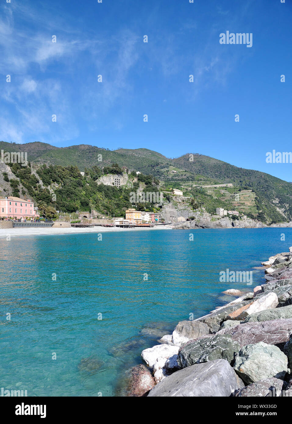 Village of Monterosso al Mare in Cinque Terre at italian Riviera,Liguria,Italy Stock Photo