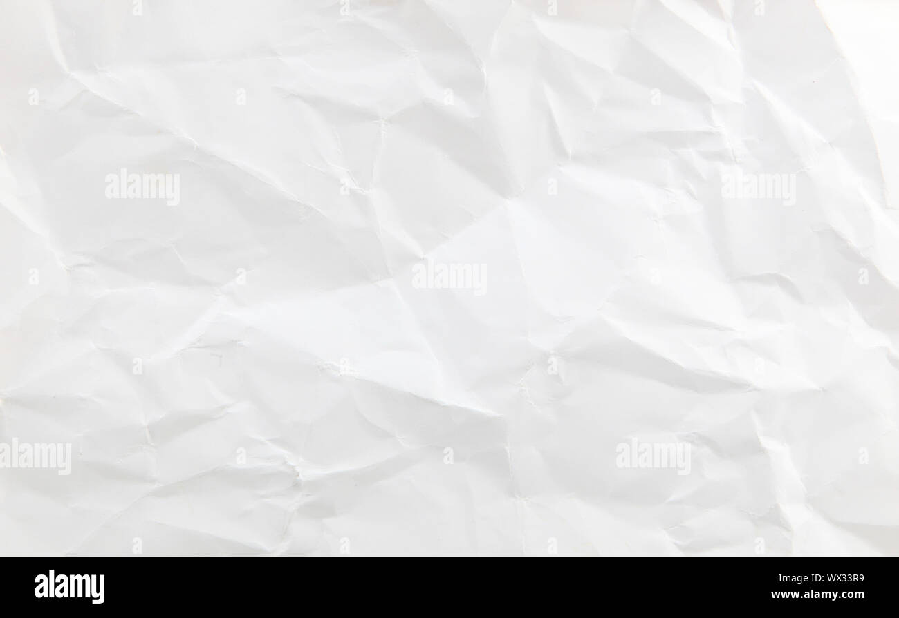 Old White Crumpled Paper Sheet Background Texture Stock Photo