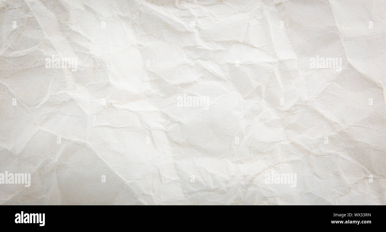 Old White Crumpled Paper Sheet Background Texture Stock Photo