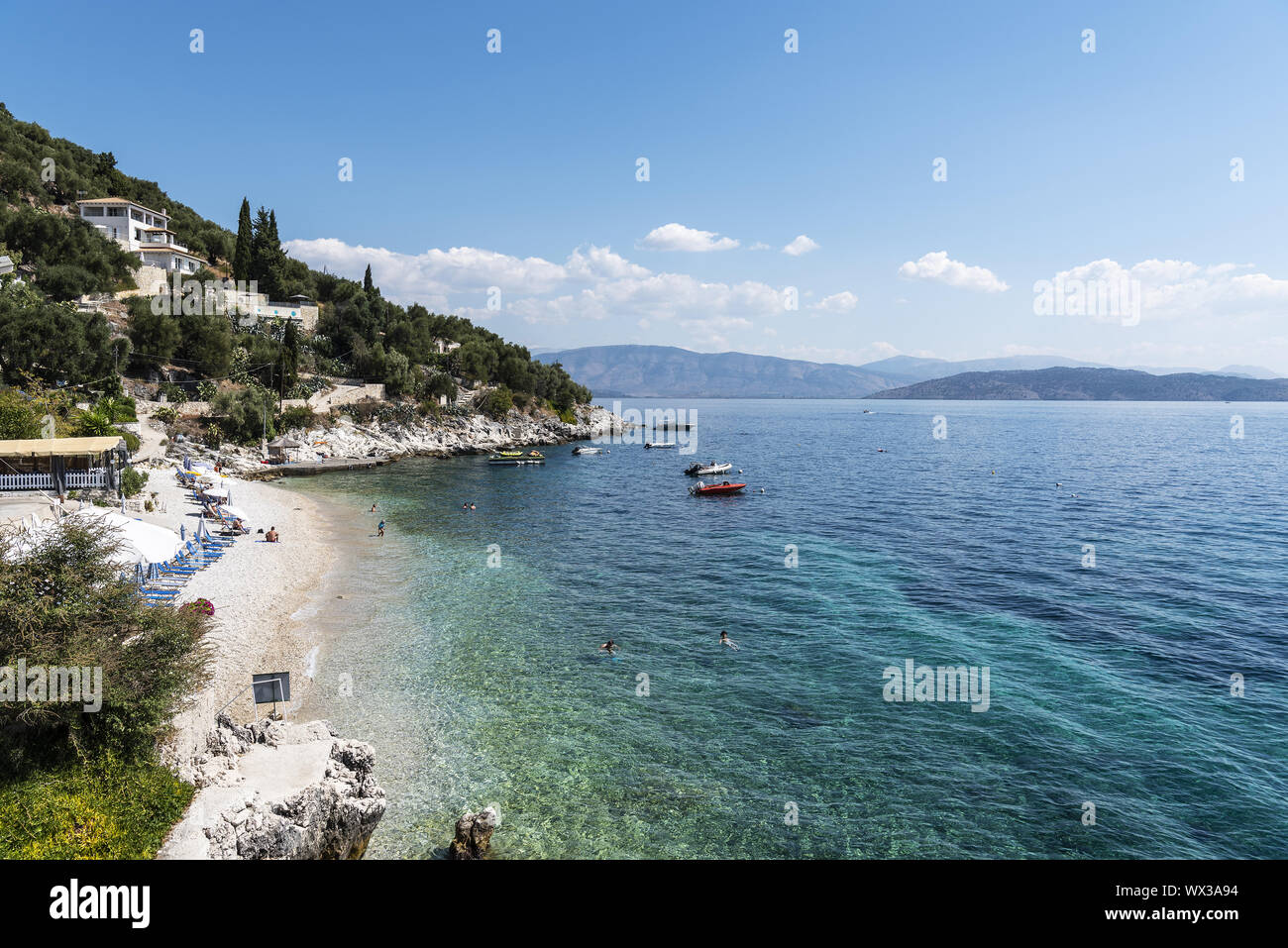 Kaminaki beach, Nissaki, Corfu, Greece, Europe Stock Photo