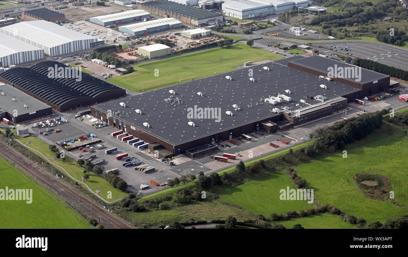 aerial view of the Leyland Trucks factory in Leyland, Preston, Lancashire, UK Stock Photo
