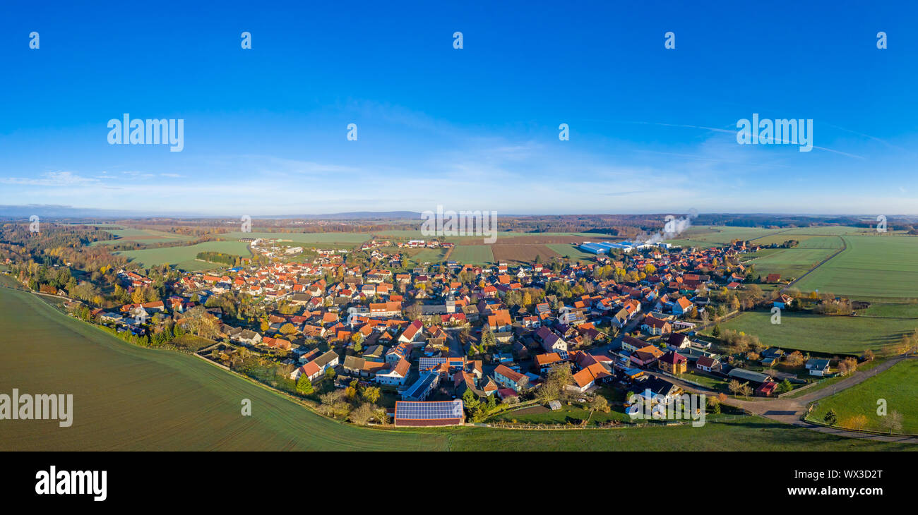 Aerial photo of Dankerode in the Harz Mountains Stock Photo