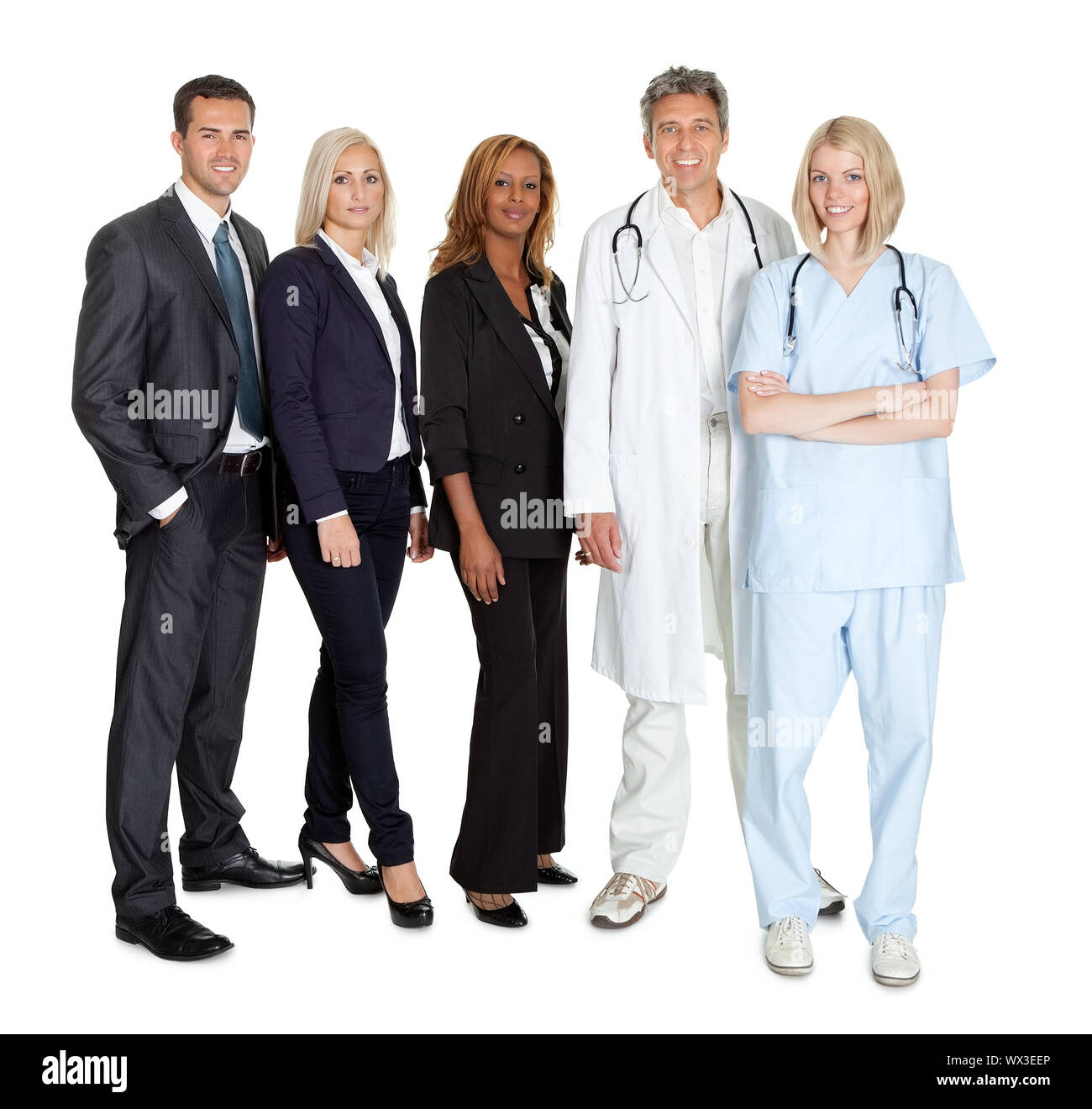 Group of workers on white background Stock Photo