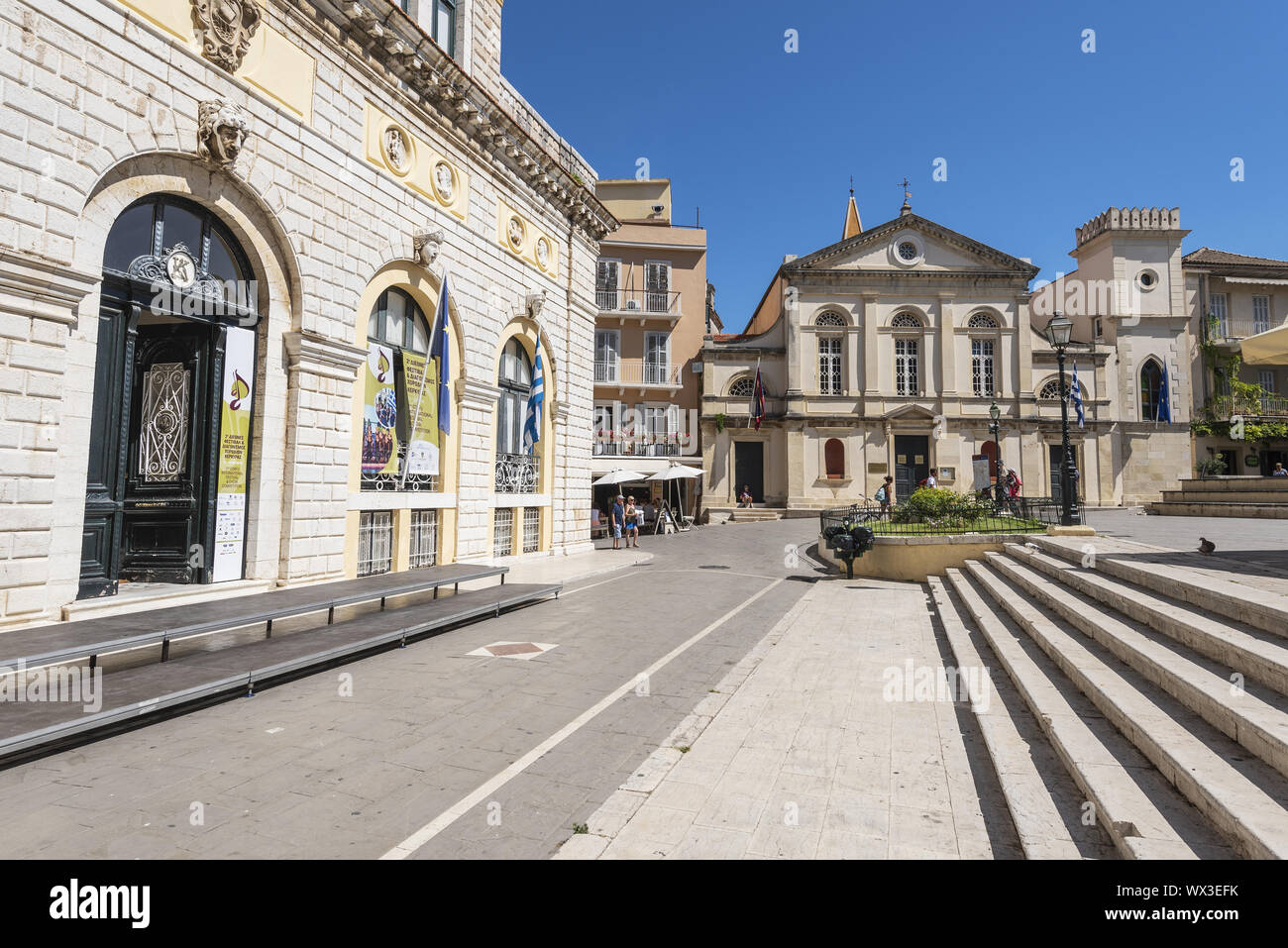 city hall, San Giacomo church, Kerkyra, Corfu, Greece, Europe Stock Photo