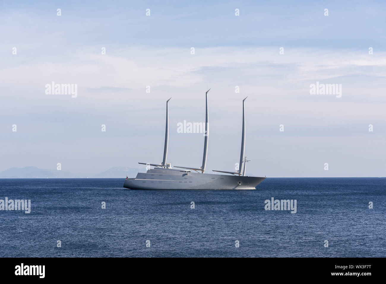 sailing yacht, three masted ship, Andrei Melnitschenko, russian billionaire, Kerkyra, Corfu, Greece, Stock Photo