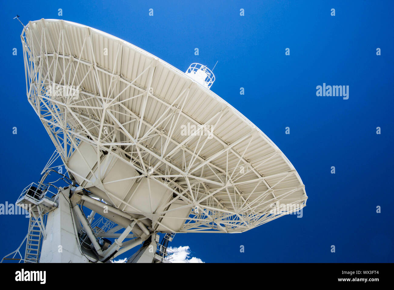 white satellite dish close up horizontal Stock Photo