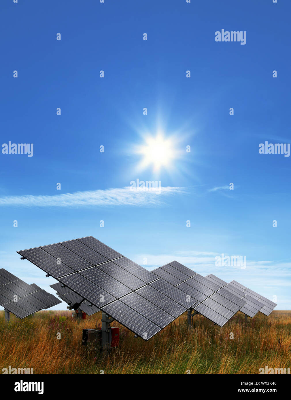 Photovoltaic system with sun Stock Photo