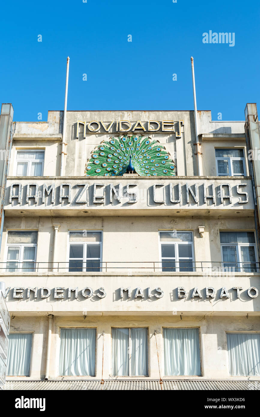 Peafowl at a department store facade in Porto Stock Photo Alamy