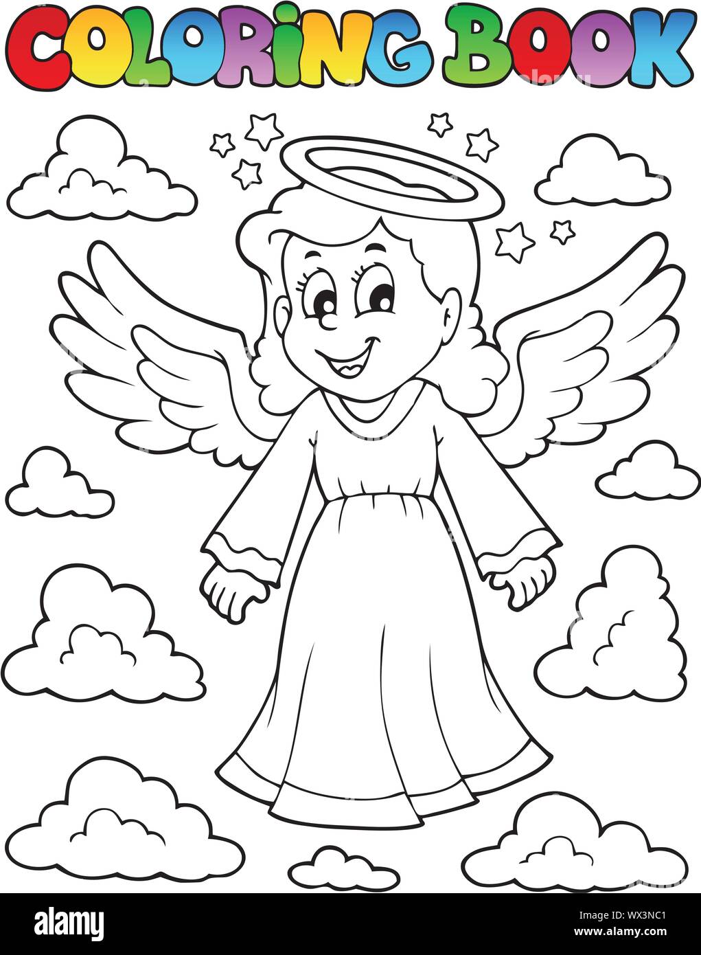 Coloring book image with angel 1 Stock Vector Image & Art - Alamy