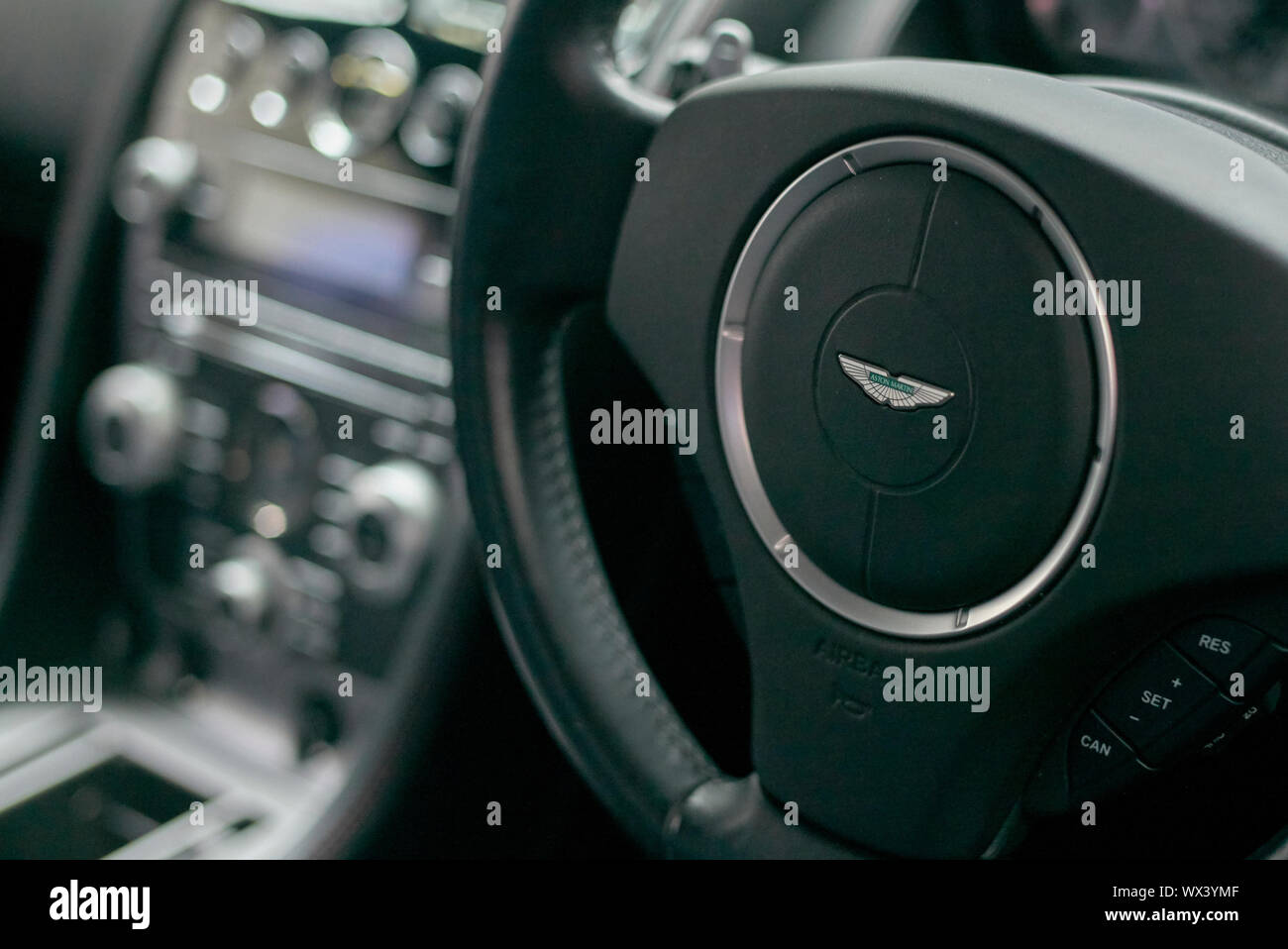Interior View Of An Aston Martin Db9 Showing The Steering