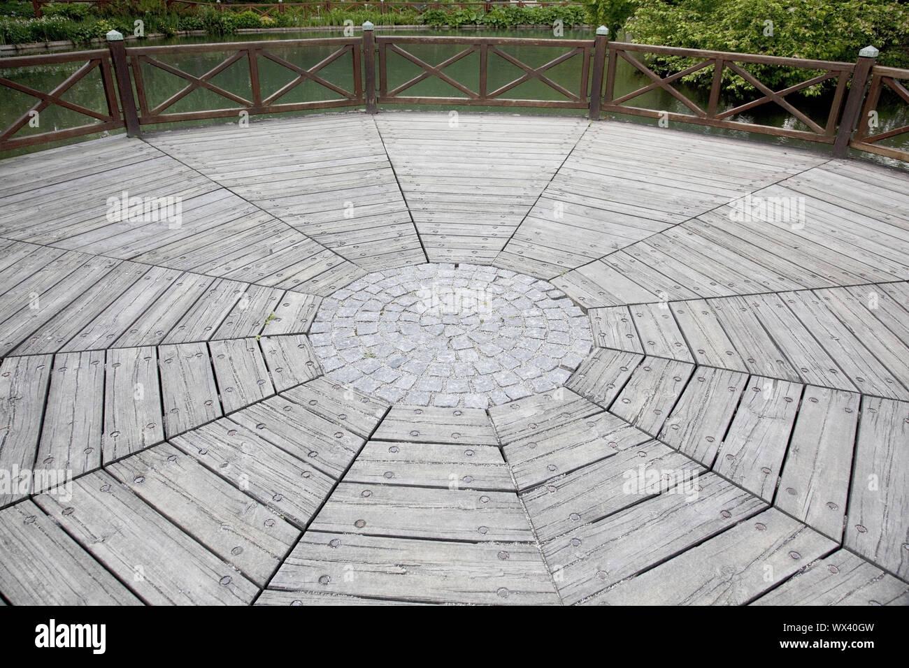 Beautiful wooden deck Stock Photo