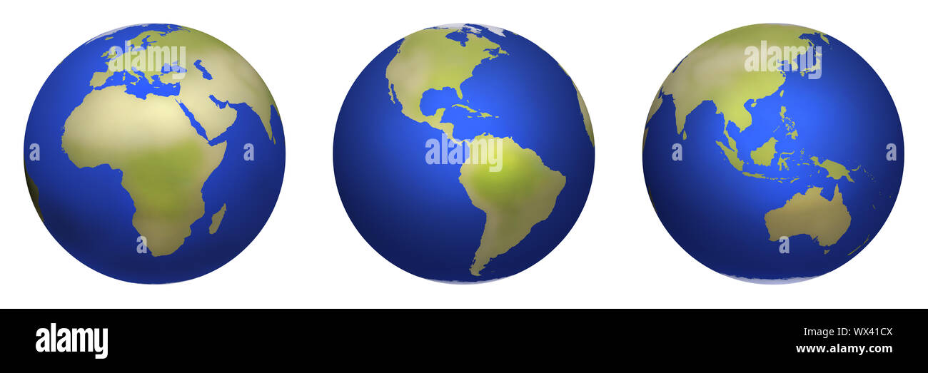 Icon image, earth globe in three directions Stock Photo
