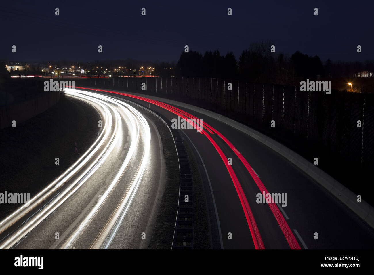 Night traffic with headlights Stock Photo