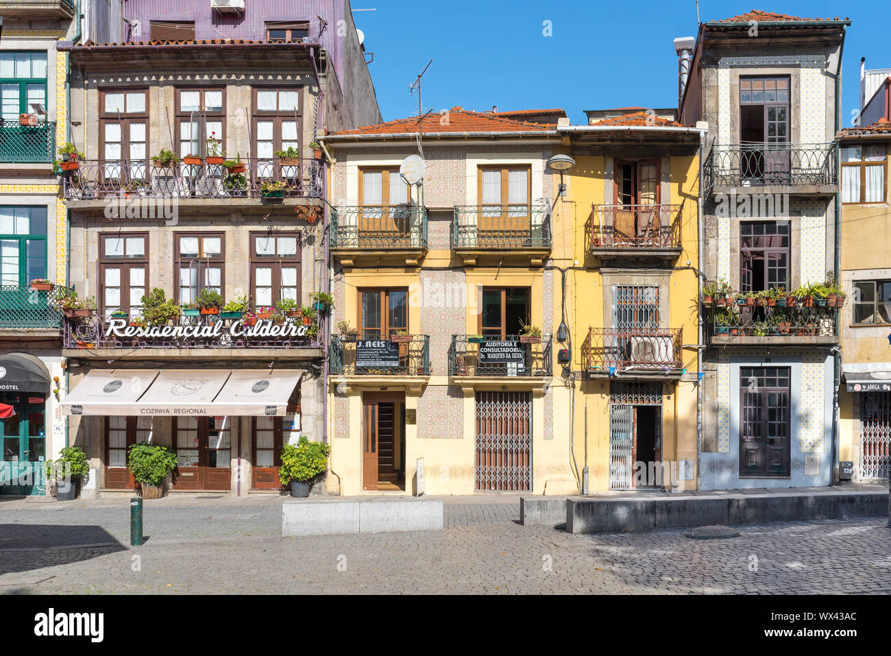 Typical old townhouse of Portuguese architectural style in Porto Stock Photo