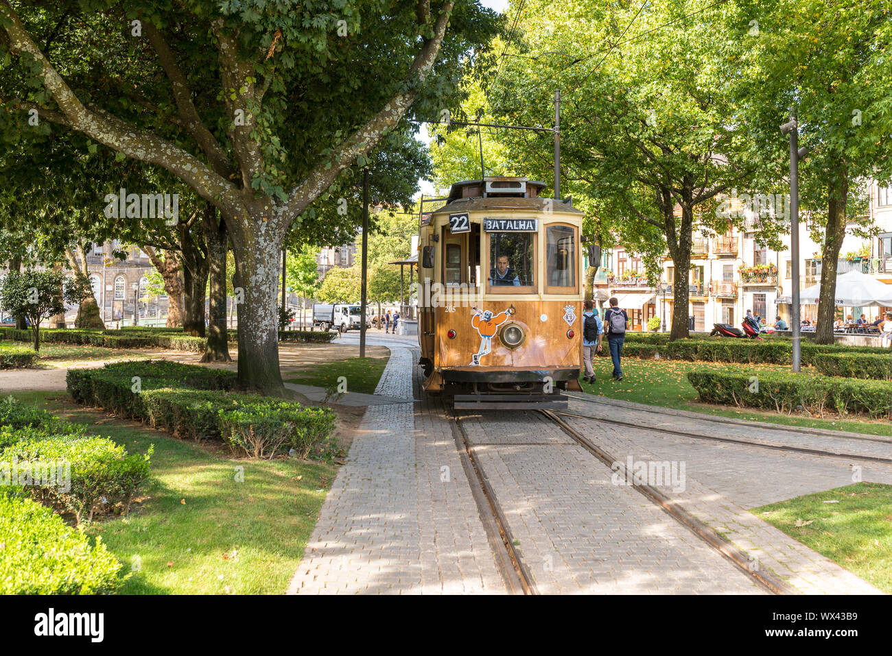 Historical Tram in Porto Stock Photo