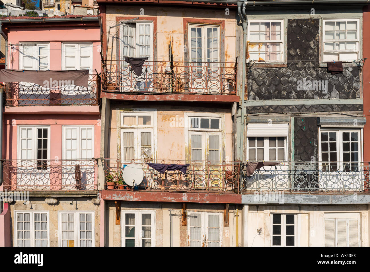 Typical old townhouses of Portuguese architectural style in Porto Stock Photo