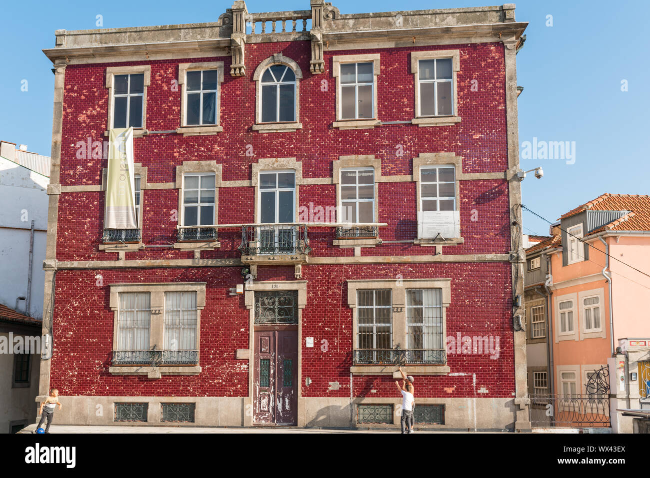 Typical old townhouses of Portuguese architectural style in Porto Stock