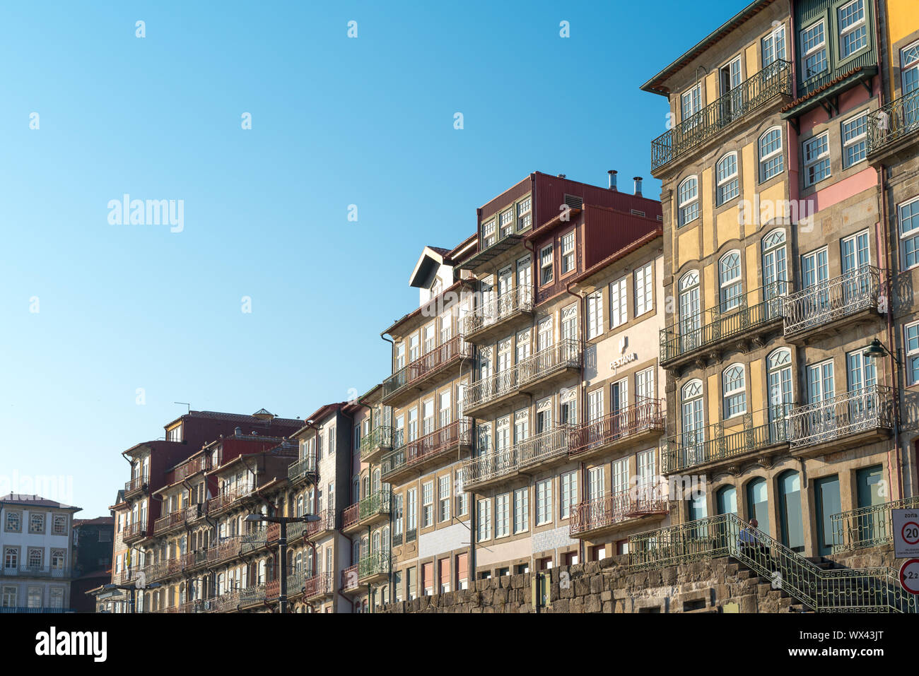 Old townhouses of Portuguese architectural style in Porto Stock Photo