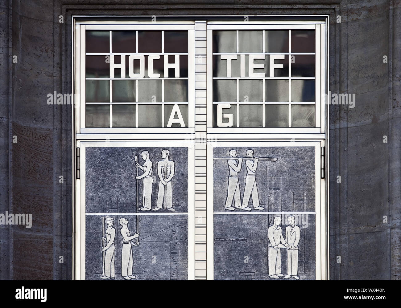 Hochtief, historical entrance to the company headquarters, Hochtiefhaus, Essen, Germany, Europe Stock Photo