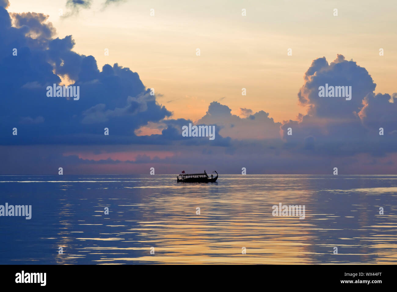 Beautiful sunset in the Maldives Stock Photo