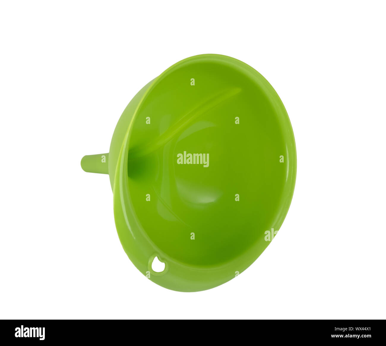 Green plastic kitchen funnel Stock Photo Alamy